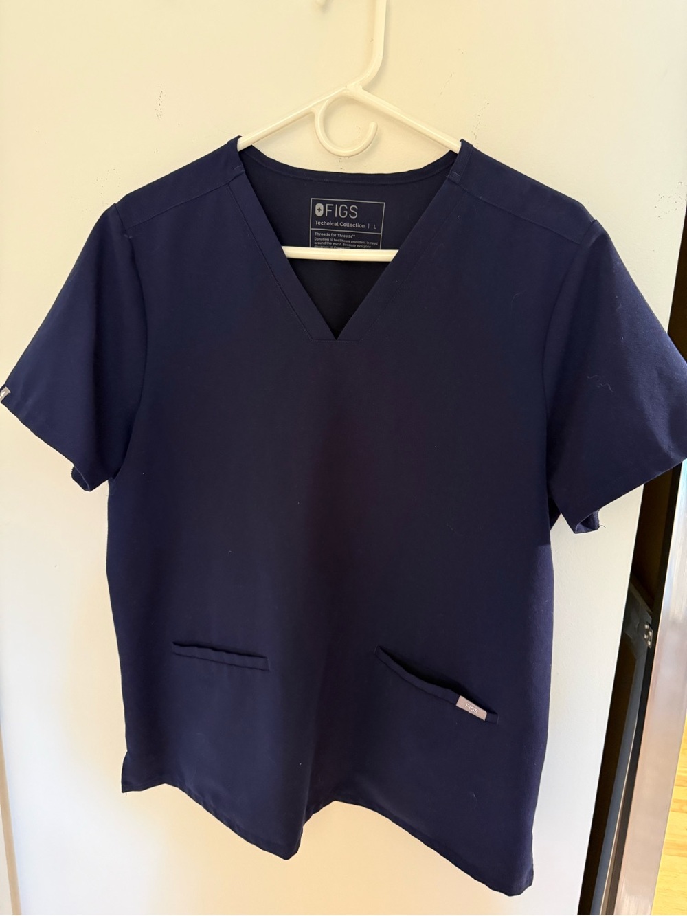 Figs Navy V-Neck Short Sleeve Scrub Top